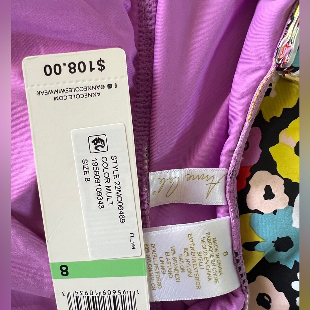 AnneCole swimwear.  size 8. NWT one piece - Picture 4 of 4